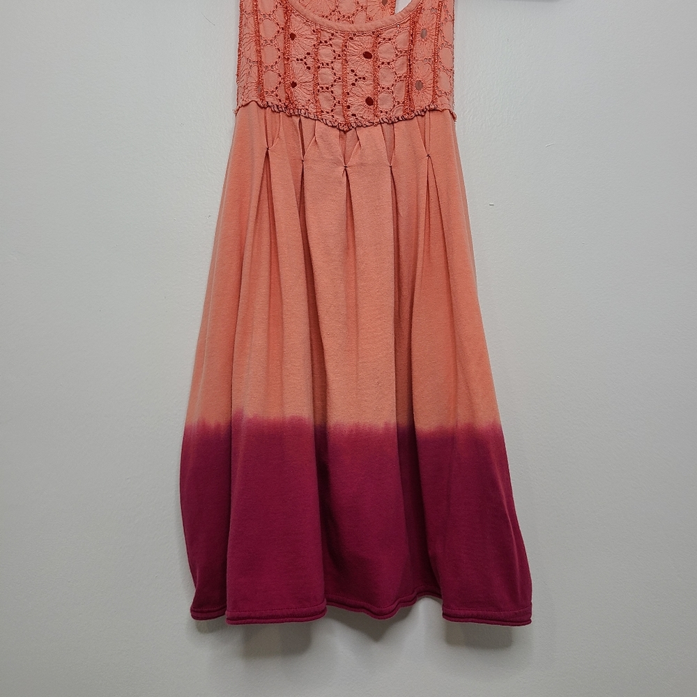Free People Tank Top Dress Scoop Neck Tie Dye Bohemian Peach Red Size Smal - Picture 4 of 16